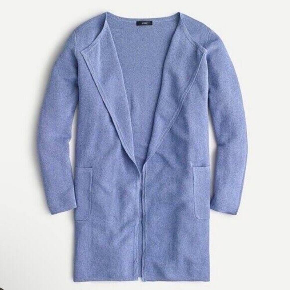 J. Crew Juliette collarless sweater-blazer in linen blend Blue Large Periwinkle